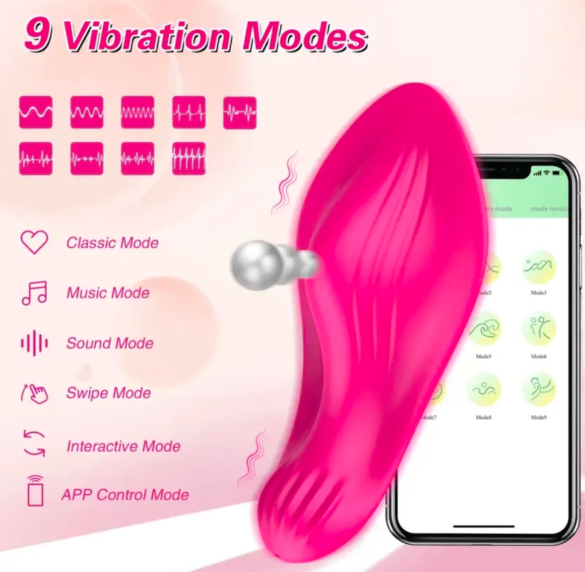 Vibrador estilo mariposa recargable y portátil para mujeres